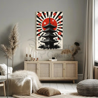 Japanese Pagoda Sunrise Art Print - Cultural Heritage Poster PosterGoat
