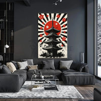 Japanese Pagoda Sunrise Art Print - Cultural Heritage Poster PosterGoat