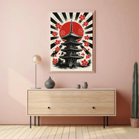 Japanese Pagoda & Cherry Blossoms Cultural Heritage Poster PosterGoat