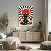 Japanese Pagoda & Cherry Blossoms Cultural Heritage Poster PosterGoat