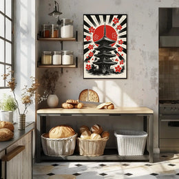 Japanese Pagoda & Cherry Blossoms Cultural Heritage Poster PosterGoat