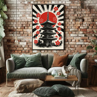 Japanese Pagoda & Cherry Blossoms Cultural Heritage Poster PosterGoat