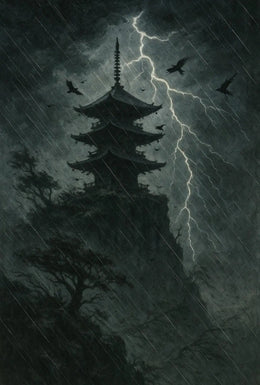 Japanese Pagoda in Stormy Skies Cultural Heritage Poster PosterGoat