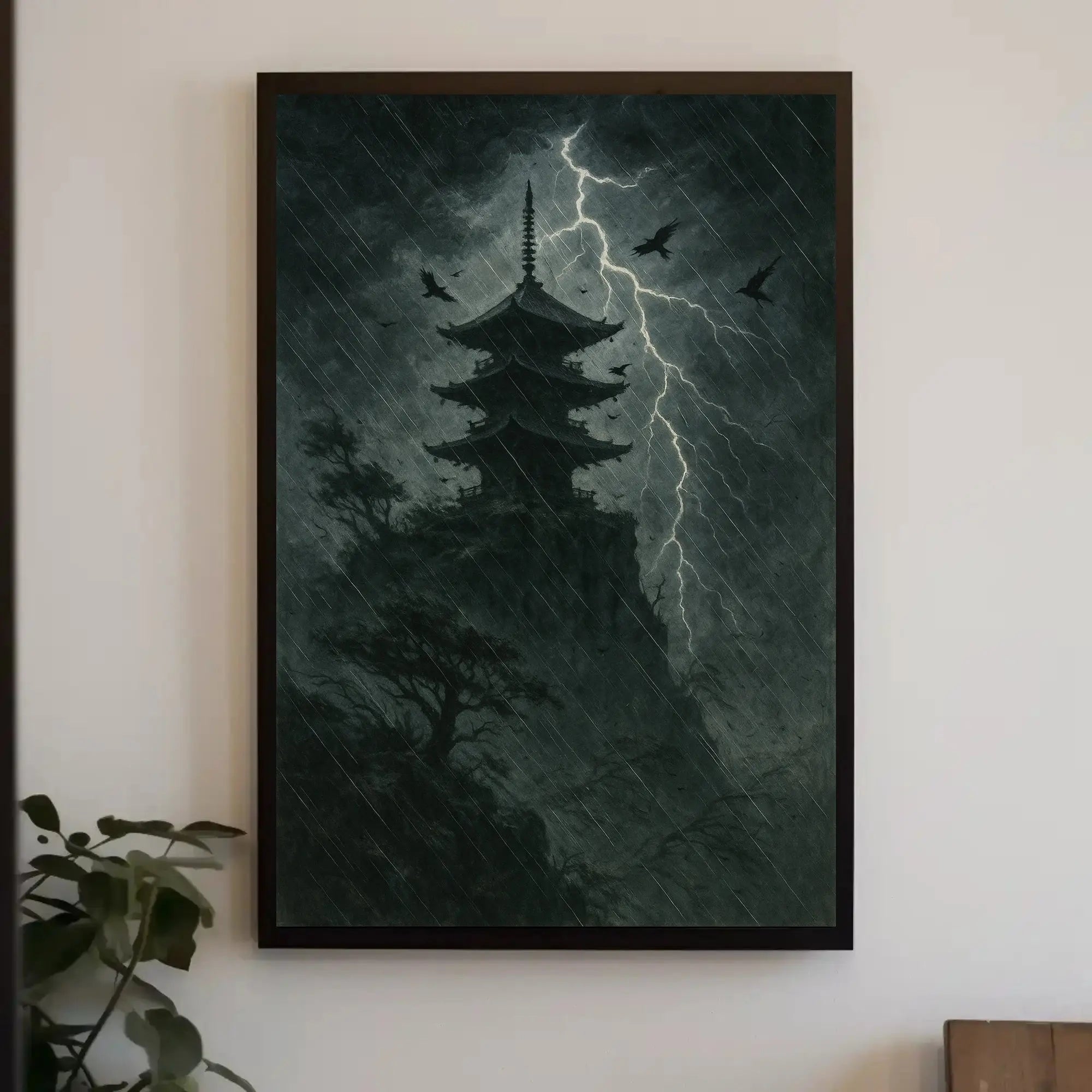 Japanese Pagoda in Stormy Skies Cultural Heritage Poster PosterGoat