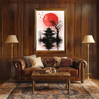 Japanese Pagoda in Sumi-e Style Cultural Heritage Poster PosterGoat