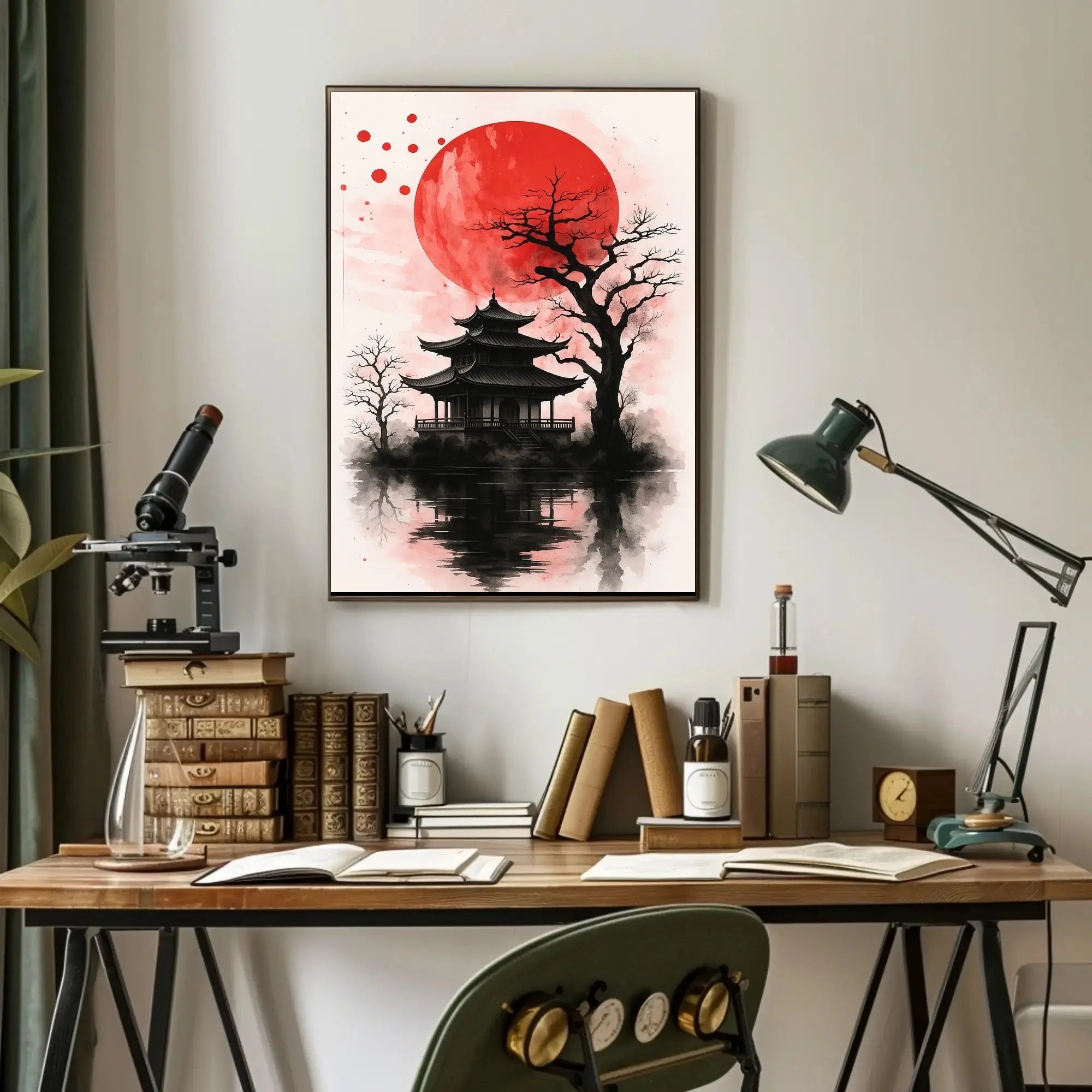 Japanese Pagoda in Sumi-e Style Cultural Heritage Poster PosterGoat