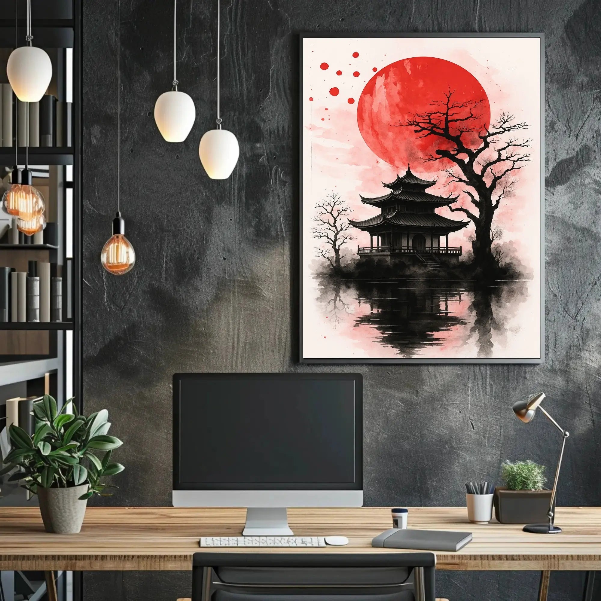 Japanese Pagoda in Sumi-e Style Cultural Heritage Poster PosterGoat