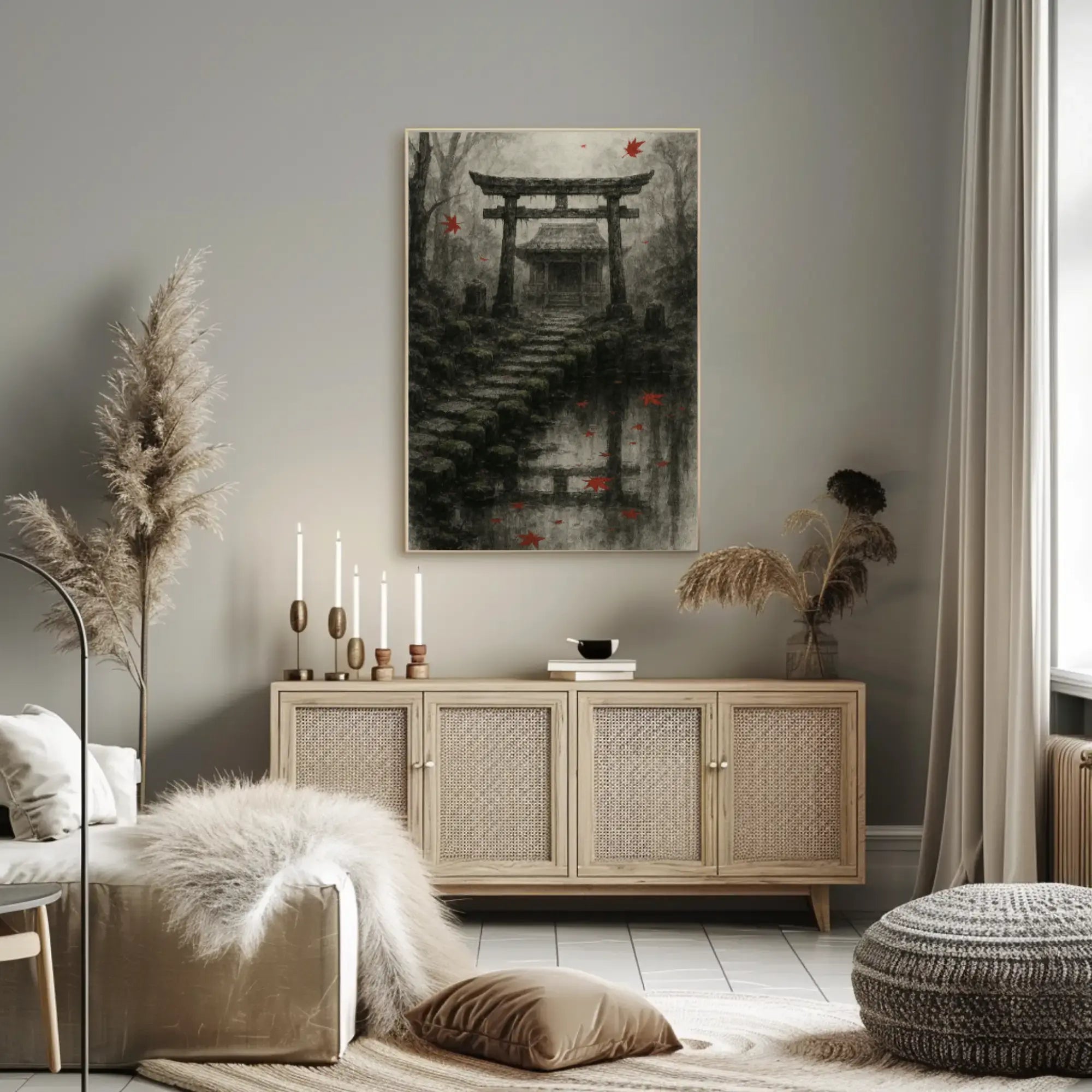 Japanese Torii Gate Autumn Scene Heritage Poster PosterGoat