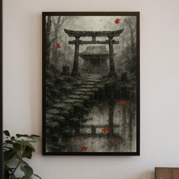 Japanese Torii Gate Autumn Scene Heritage Poster PosterGoat