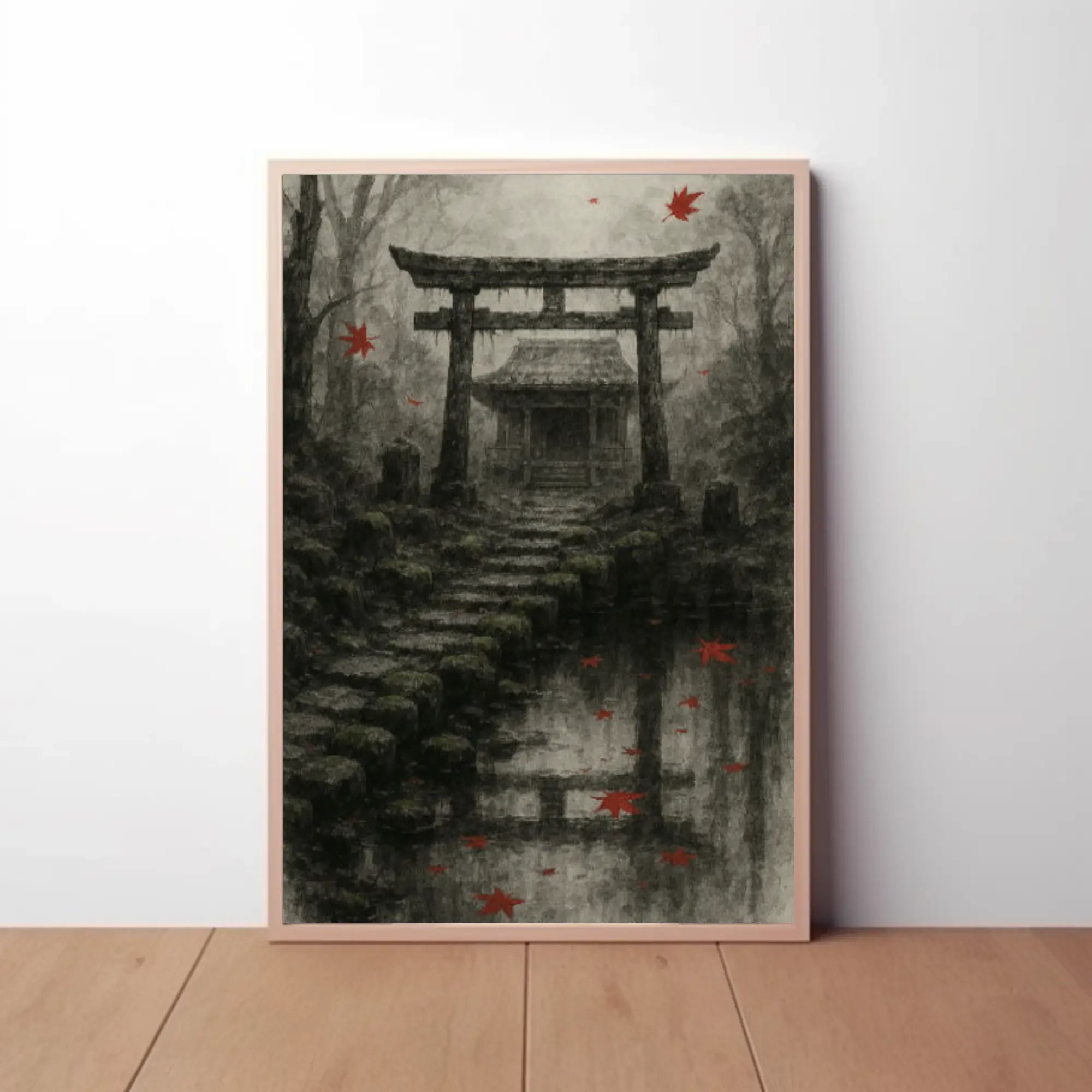Japanese Torii Gate Autumn Scene Heritage Poster PosterGoat