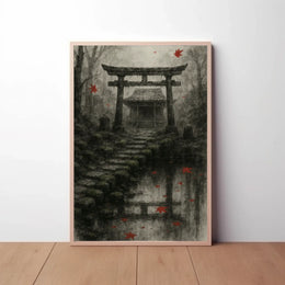 Japanese Torii Gate Autumn Scene Heritage Poster PosterGoat