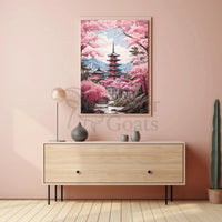 Japanese Tranquility Cherry Blossom Garden Cultural or Heritage Poster PosterGoat