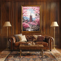 Japanese Tranquility Cherry Blossom Garden Cultural or Heritage Poster PosterGoat