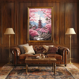 Japanese Tranquility Cherry Blossom Garden Cultural or Heritage Poster PosterGoat