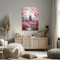 Japanese Tranquility Cherry Blossom Garden Cultural or Heritage Poster PosterGoat