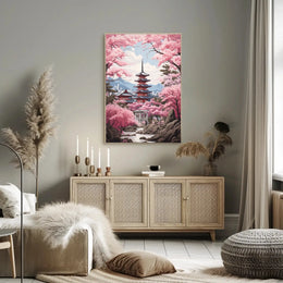 Japanese Tranquility Cherry Blossom Garden Cultural or Heritage Poster PosterGoat