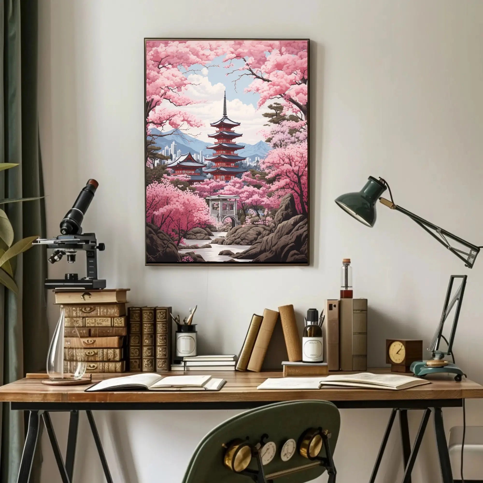 Japanese Tranquility Cherry Blossom Garden Cultural or Heritage Poster PosterGoat