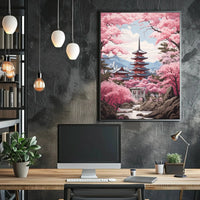 Japanese Tranquility Cherry Blossom Garden Cultural or Heritage Poster PosterGoat