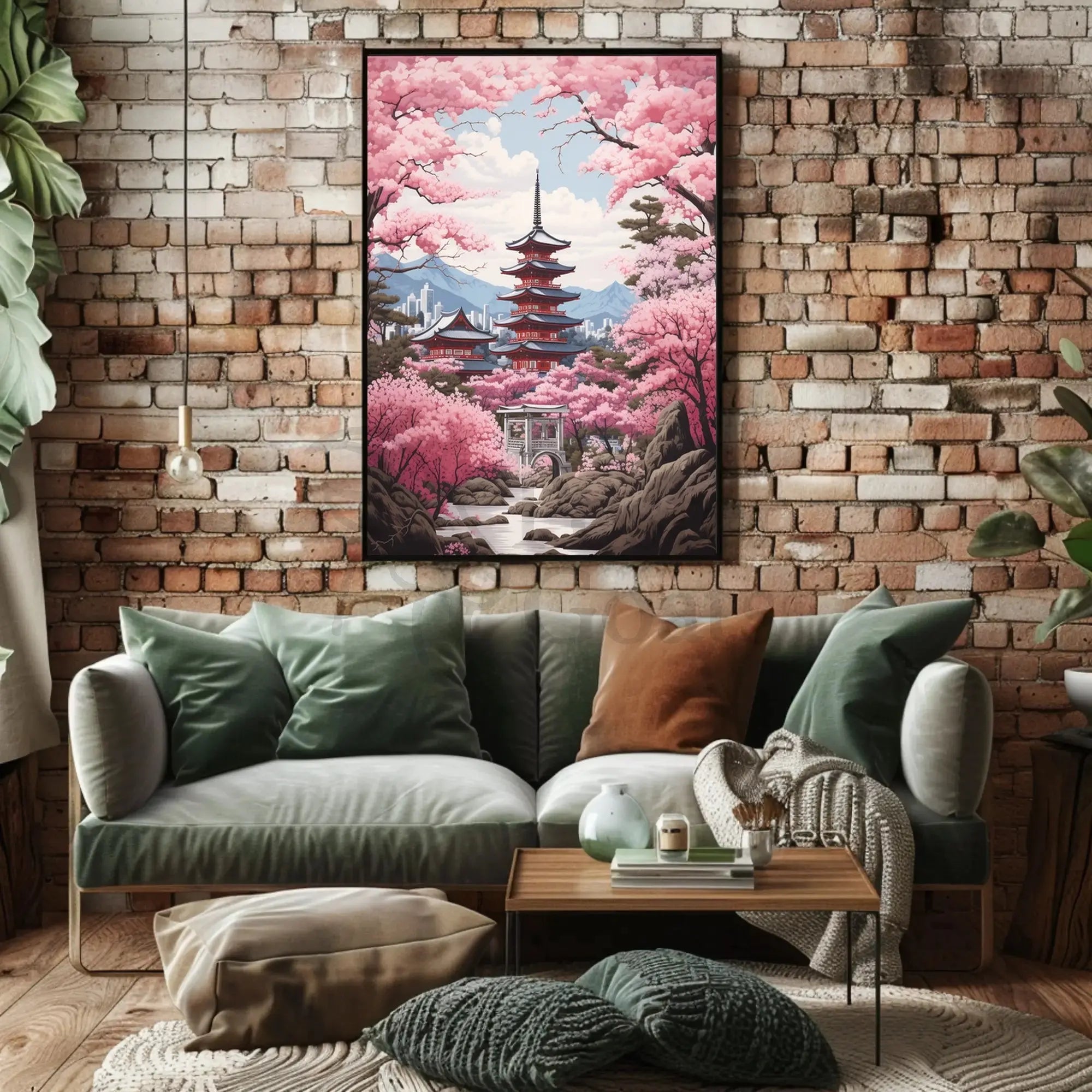 Japanese Tranquility Cherry Blossom Garden Cultural or Heritage Poster PosterGoat