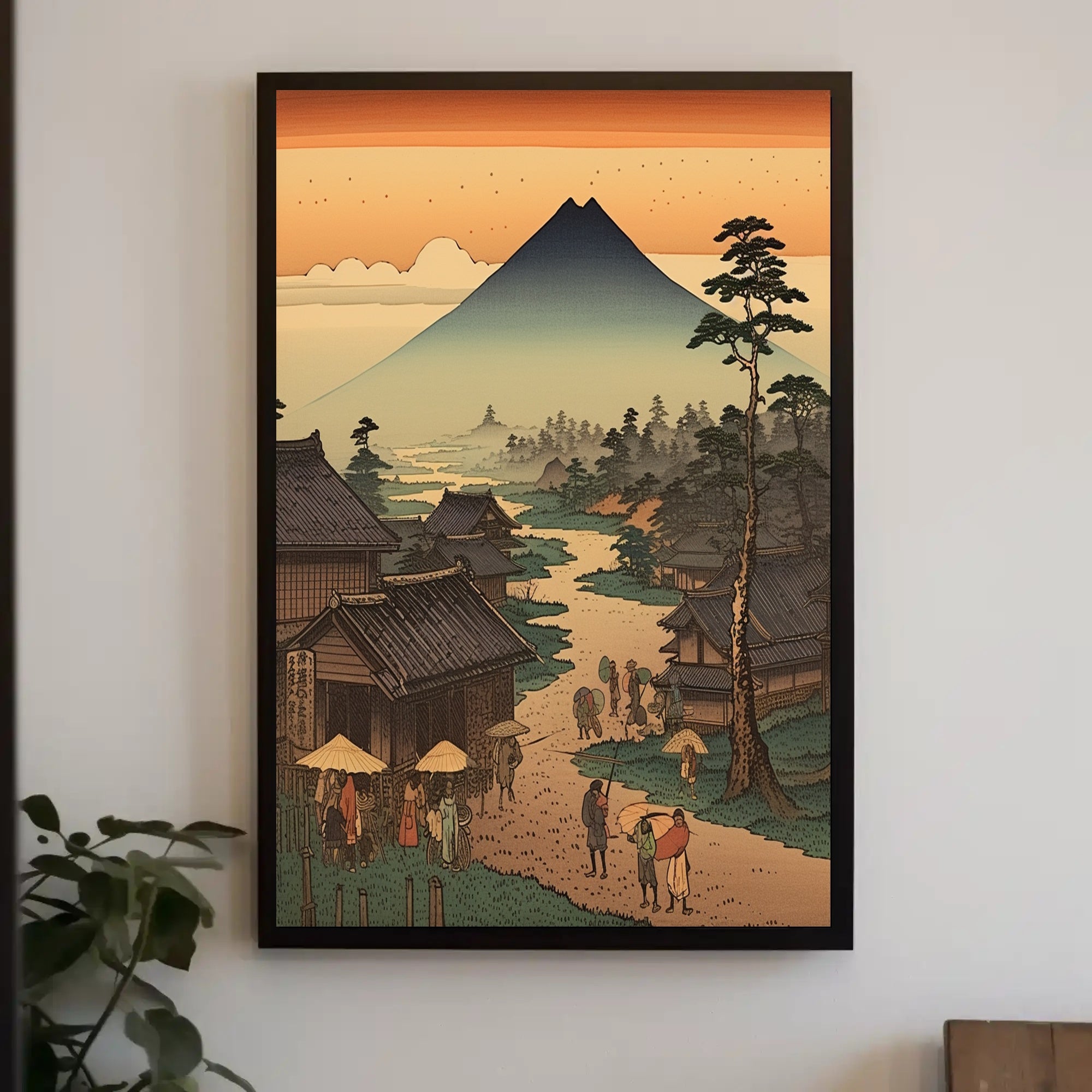 Japanese Ukiyo-e Landscape with Mount Fuji - Cultural or Heritage Poster PosterGoat