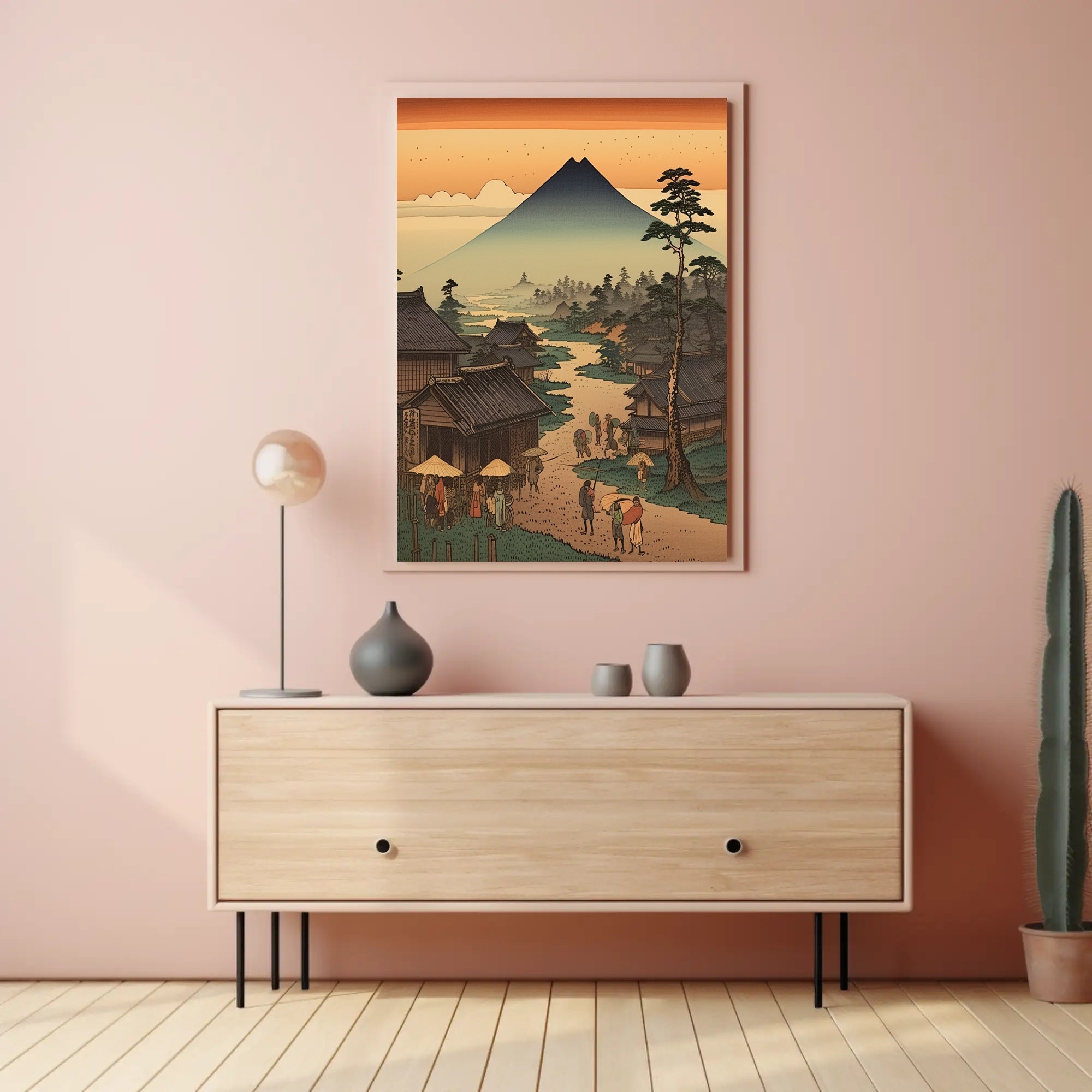 Japanese Ukiyo-e Landscape with Mount Fuji - Cultural or Heritage Poster PosterGoat