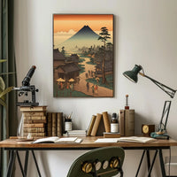 Japanese Ukiyo-e Landscape with Mount Fuji - Cultural or Heritage Poster PosterGoat