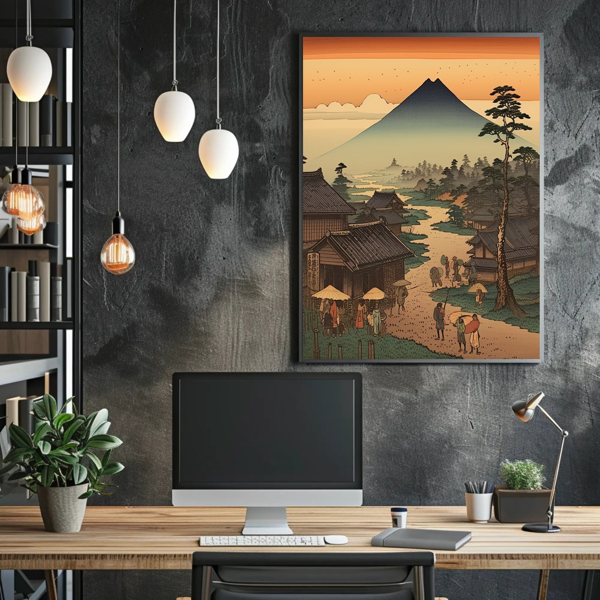 Japanese Ukiyo-e Landscape with Mount Fuji - Cultural or Heritage Poster PosterGoat