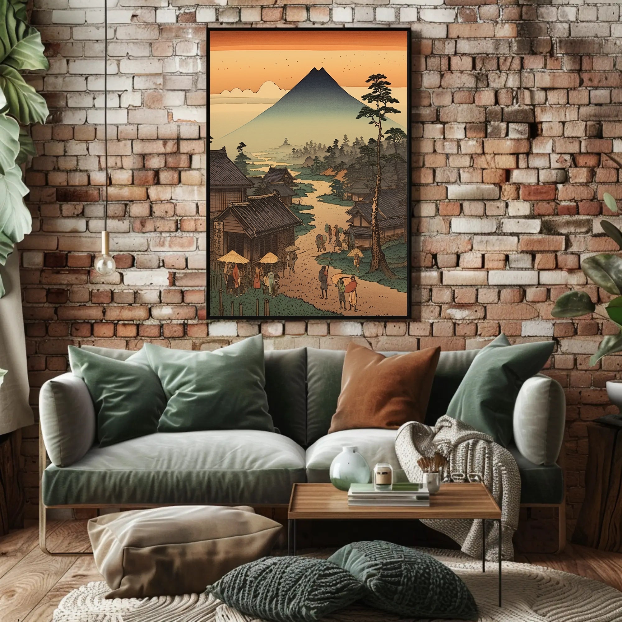 Japanese Ukiyo-e Landscape with Mount Fuji - Cultural or Heritage Poster PosterGoat