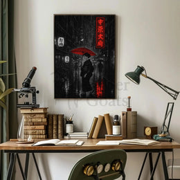 Japanese Urban Nightscape: Atmospheric Art Scene Cultural or Heritage Poster PosterGoat