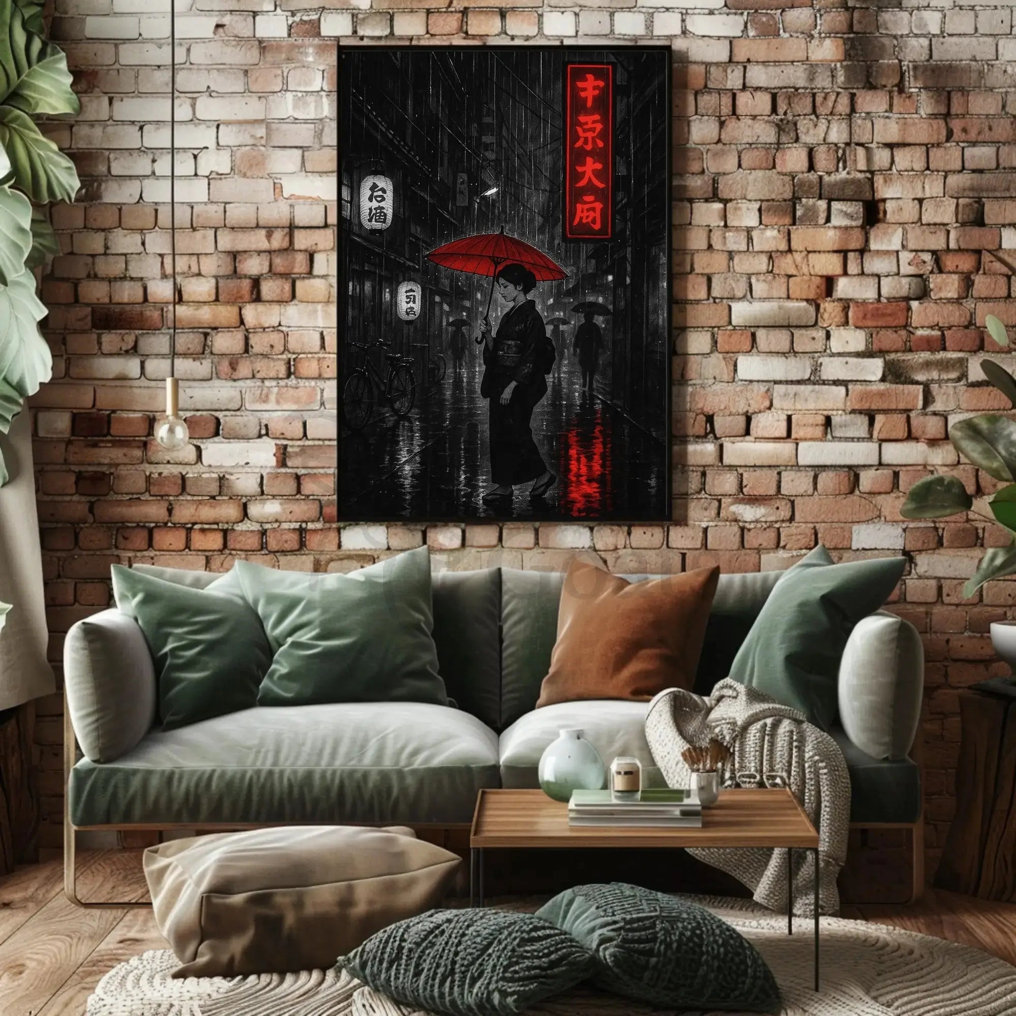 Japanese Urban Nightscape: Atmospheric Art Scene Cultural or Heritage Poster PosterGoat