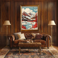 Jasper National Park Vintage Landscape National Park Poster PosterGoat