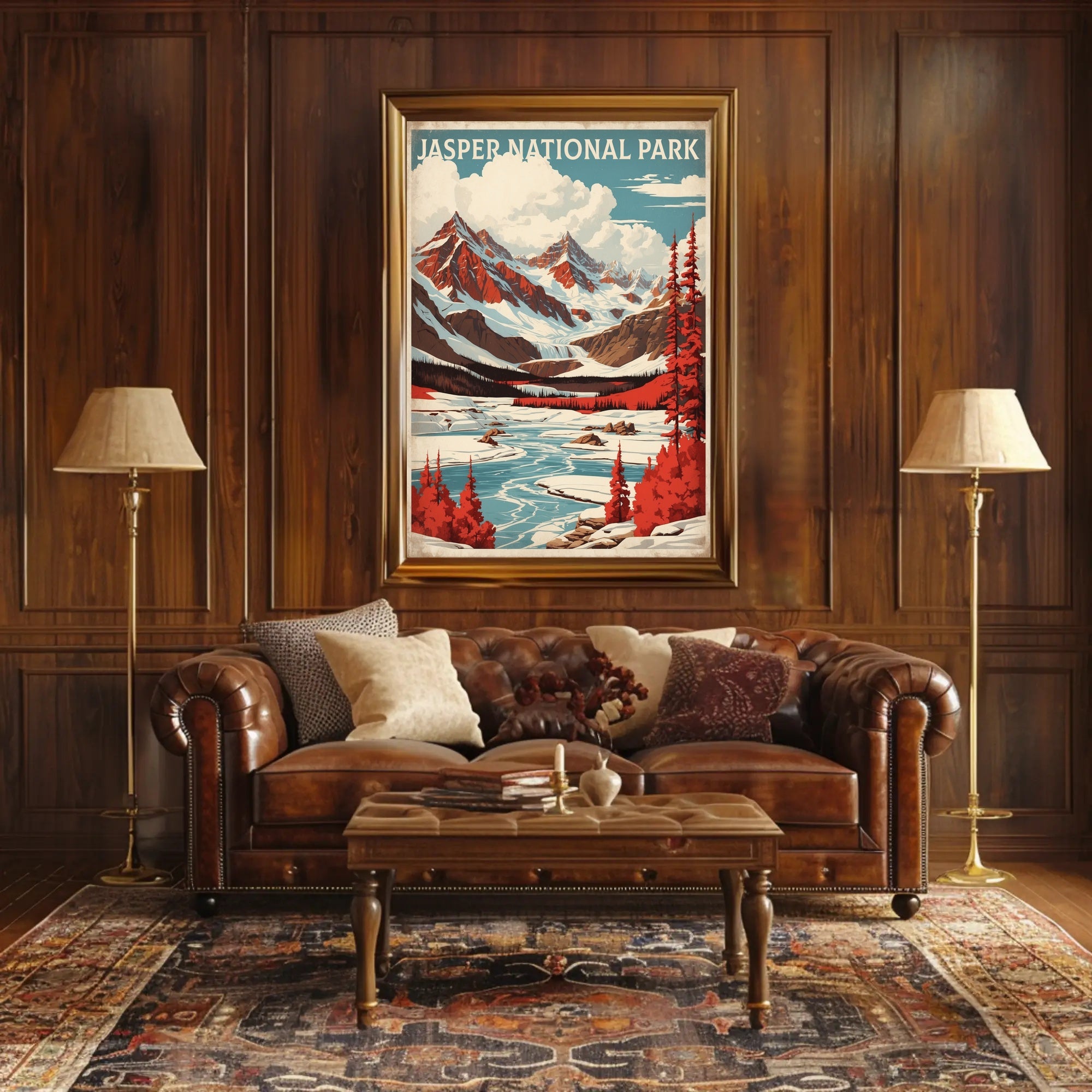 Jasper National Park Vintage Landscape National Park Poster PosterGoat