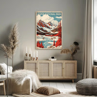 Jasper National Park Vintage Landscape National Park Poster PosterGoat