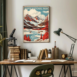 Jasper National Park Vintage Landscape National Park Poster PosterGoat