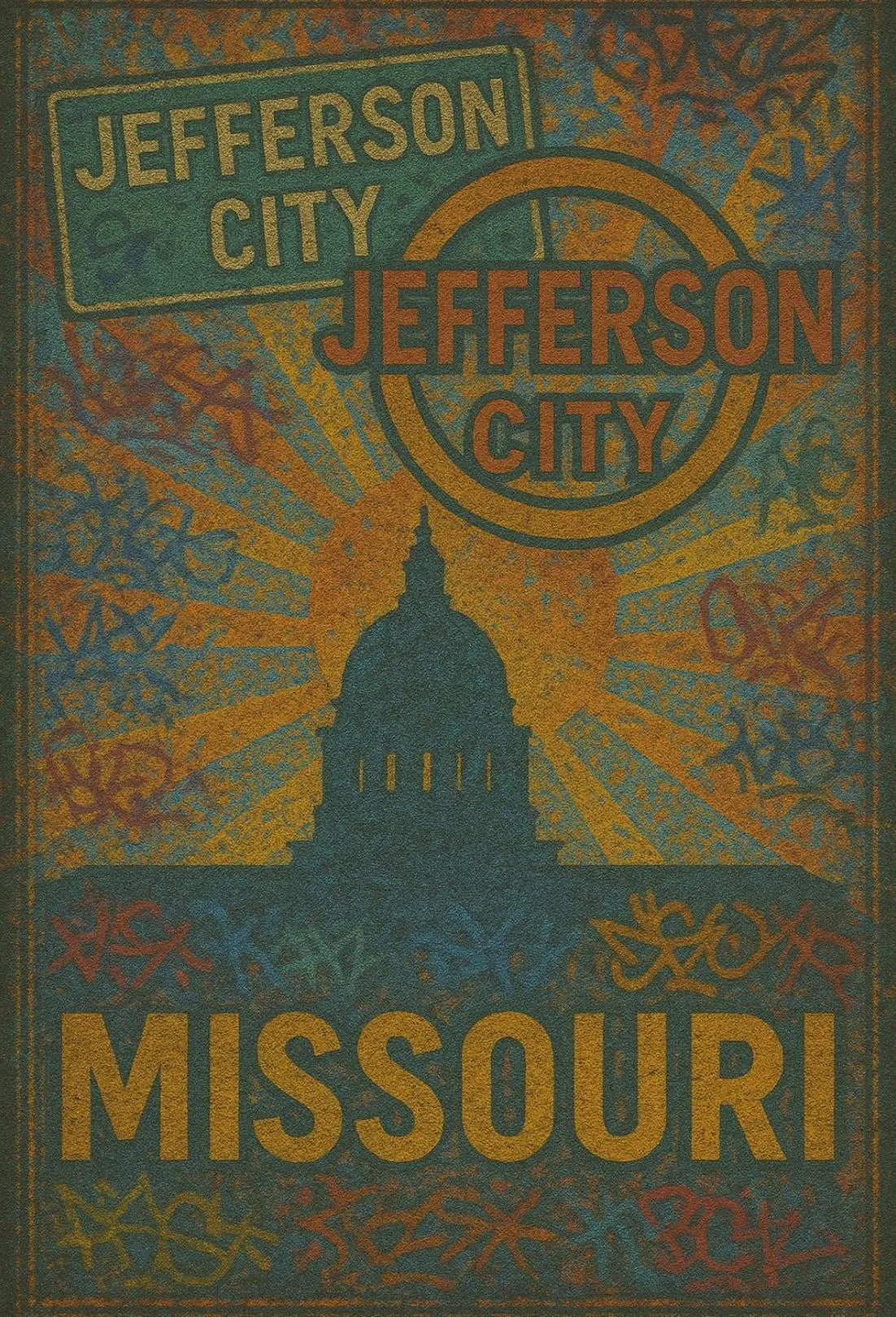 Jefferson City Vintage Travel Art Poster PosterGoat