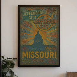 Jefferson City Vintage Travel Art Poster PosterGoat