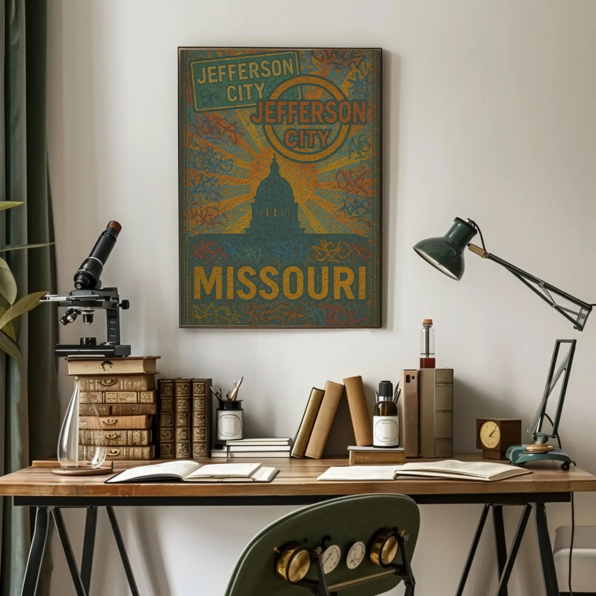 Jefferson City Vintage Travel Art Poster PosterGoat