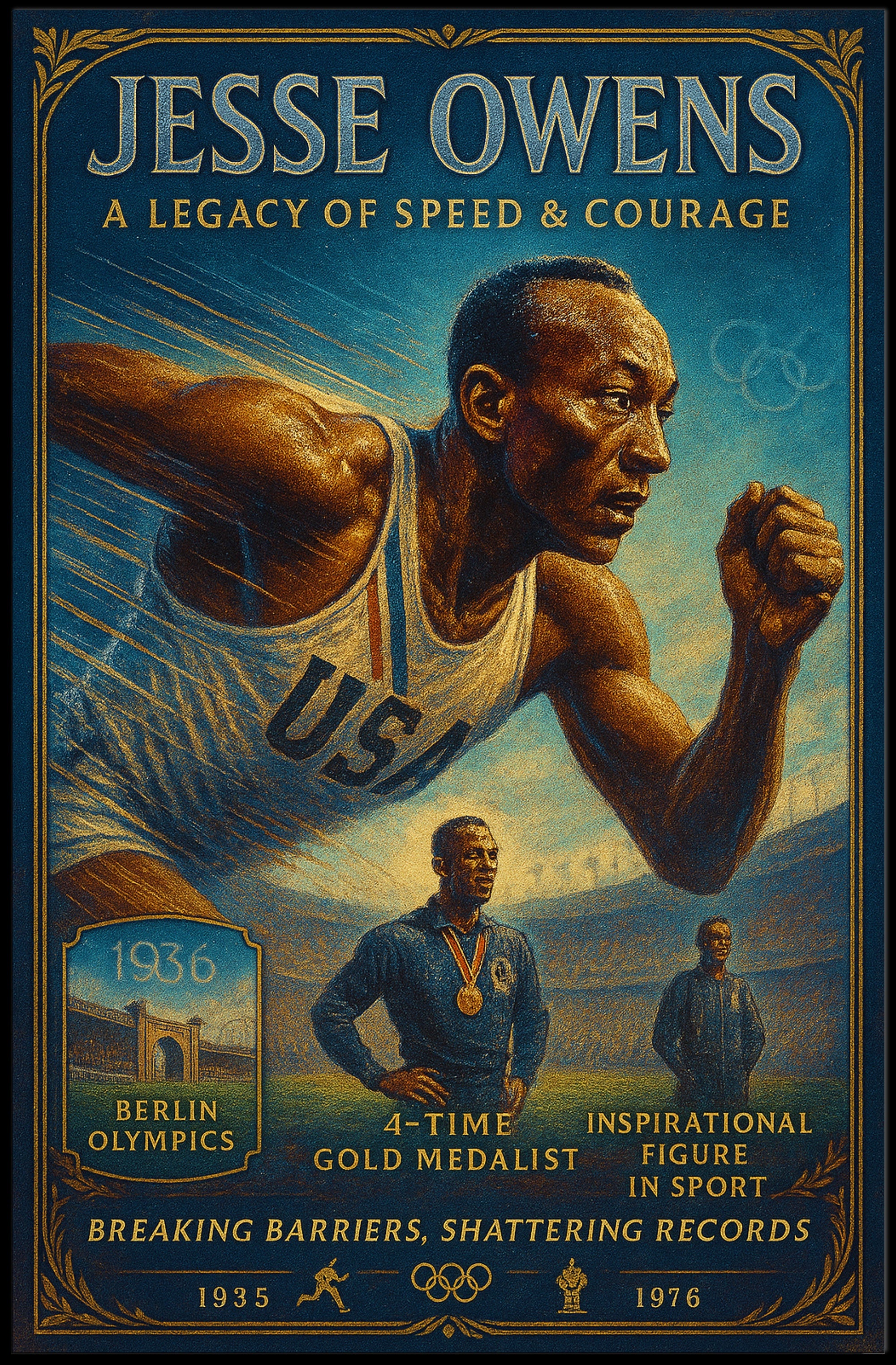 Jesse Owens Breaking Barriers Wall Art Print PosterGoat