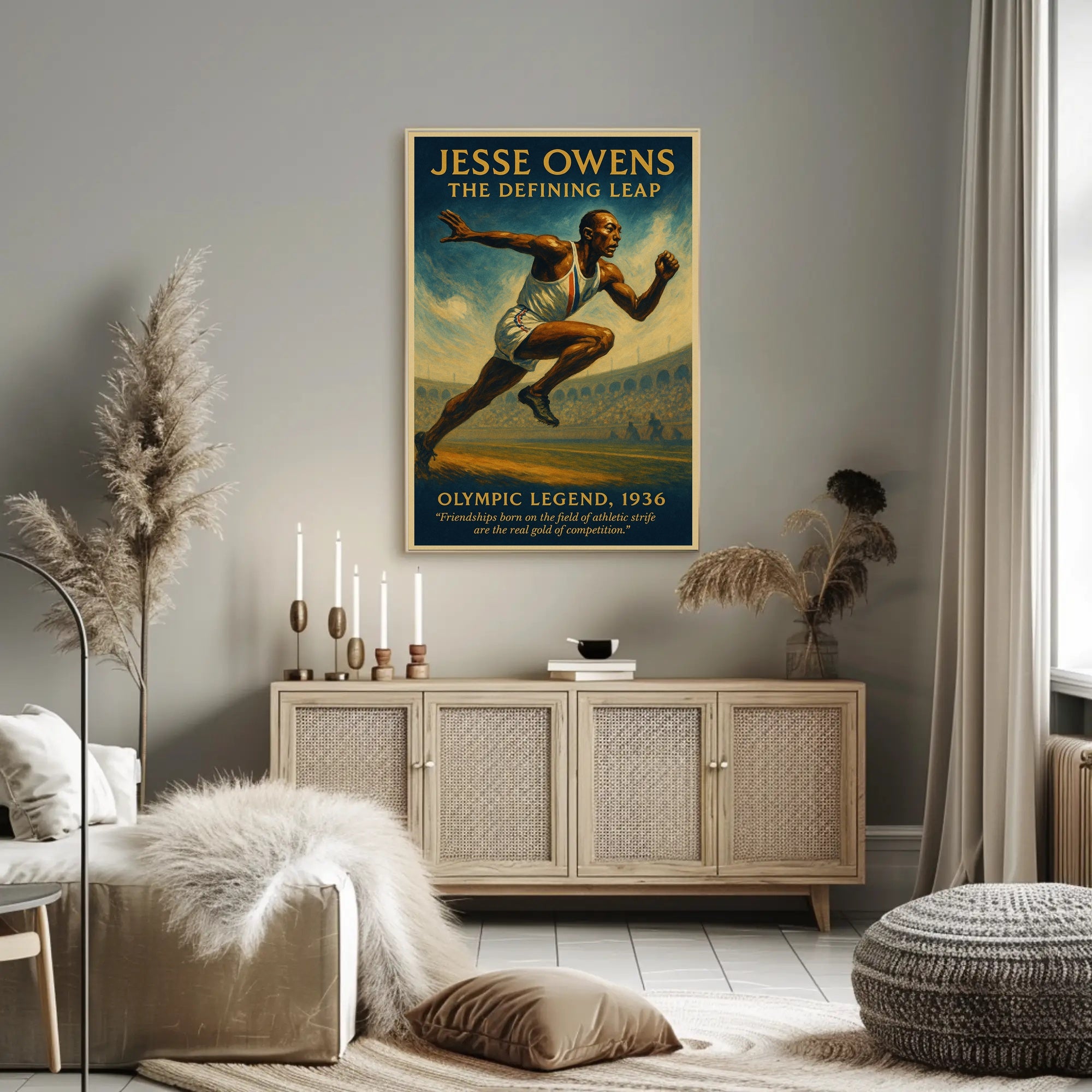 Jesse Owens Defining Leap Wall Art Print PosterGoat