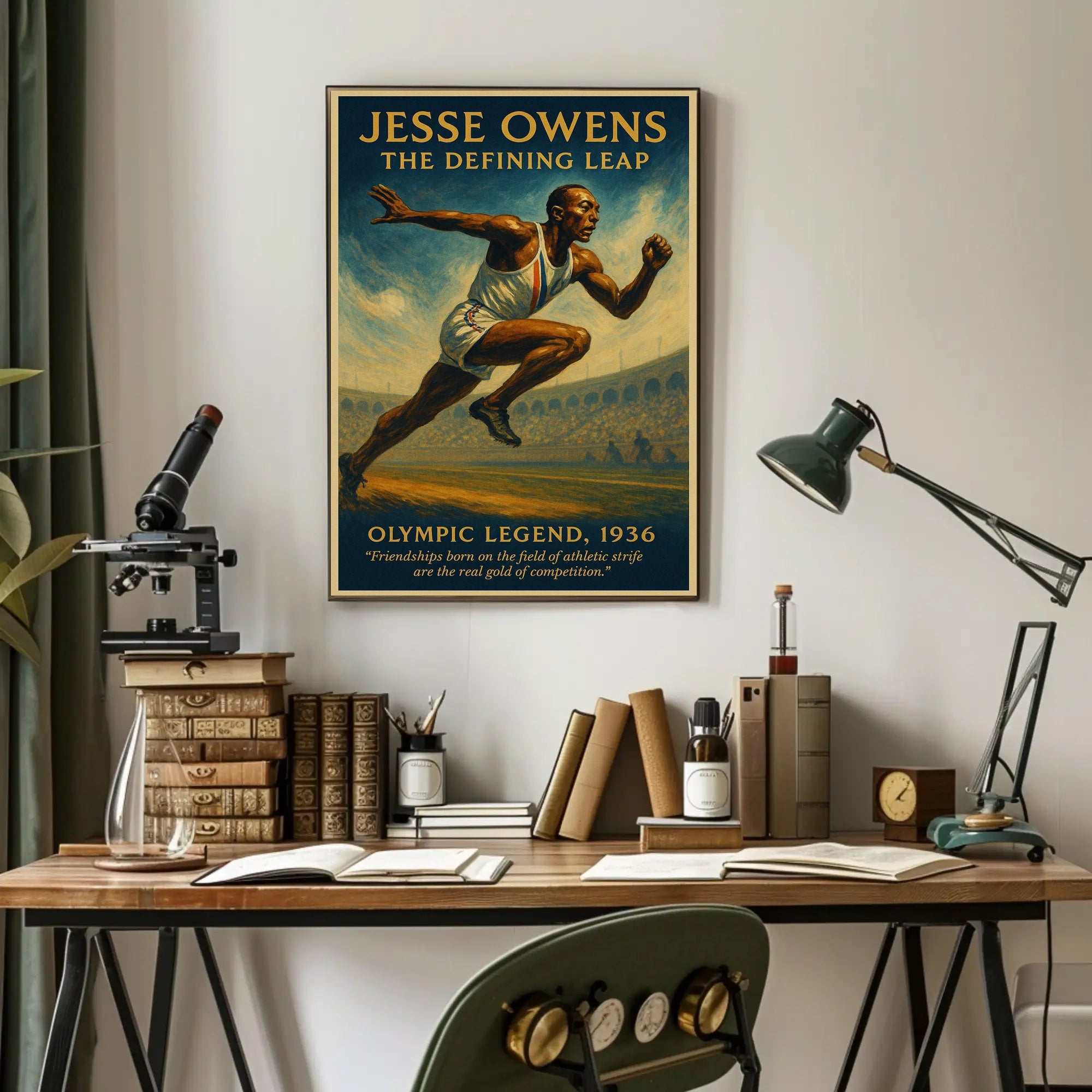 Jesse Owens Defining Leap Wall Art Print PosterGoat