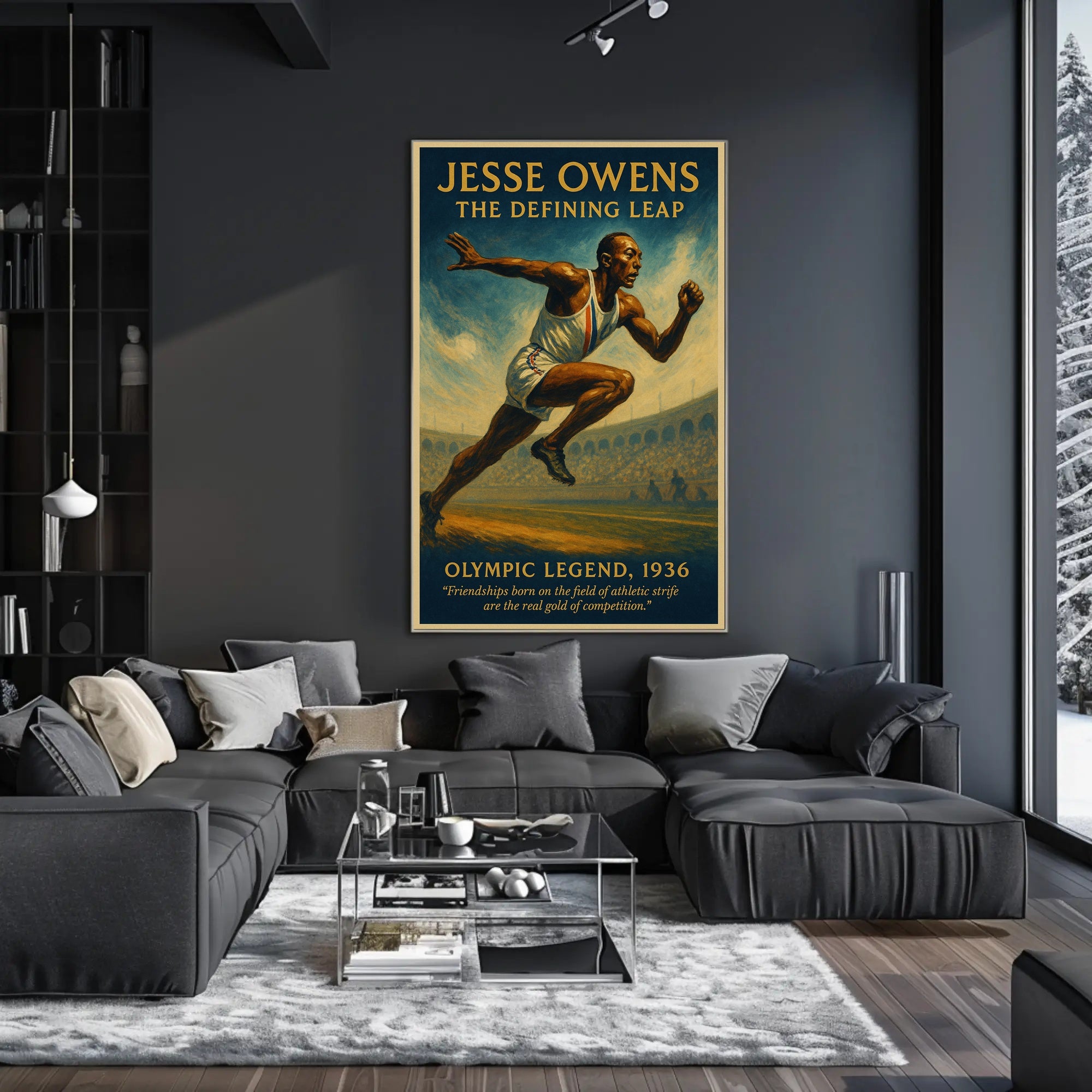 Jesse Owens Defining Leap Wall Art Print PosterGoat