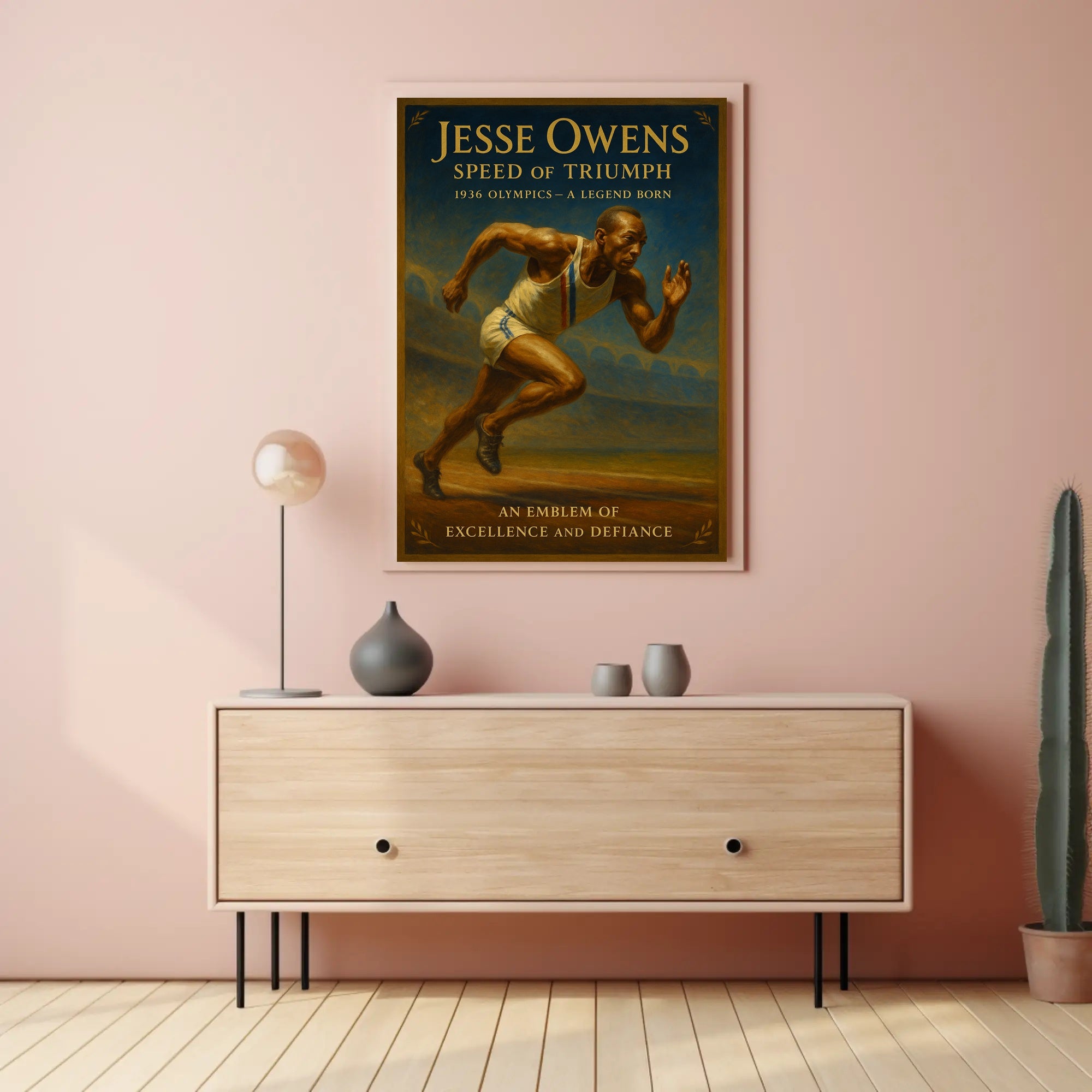 Jesse Owens Speed of Triumph Poster Art Print PosterGoat