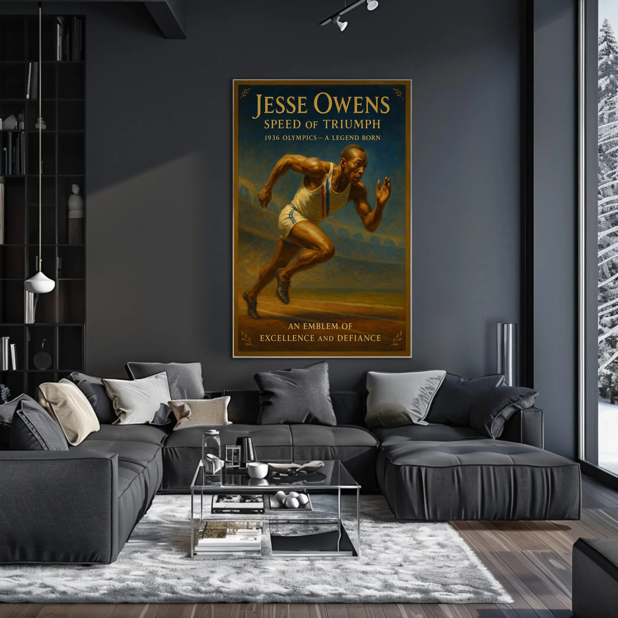 Jesse Owens Speed of Triumph Poster Art Print PosterGoat