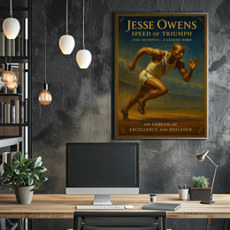 Jesse Owens Speed of Triumph Poster Art Print PosterGoat