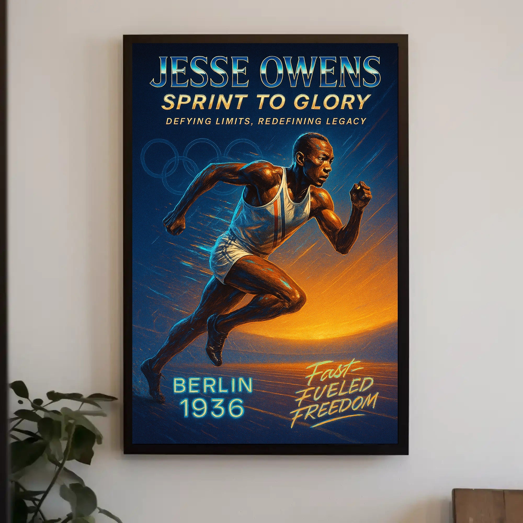 Jesse Owens Sprint to Glory Poster Art Print PosterGoat