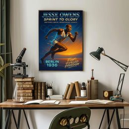 Jesse Owens Sprint to Glory Poster Art Print PosterGoat