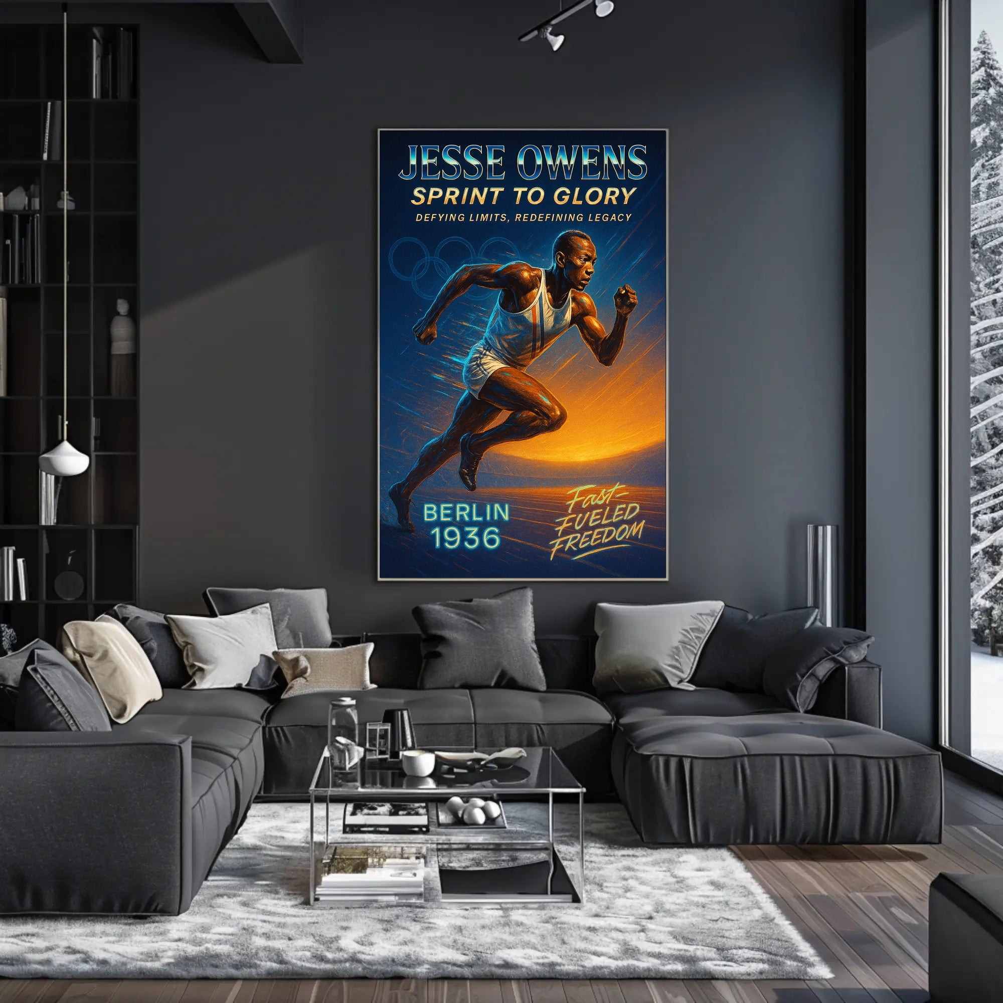 Jesse Owens Sprint to Glory Poster Art Print PosterGoat