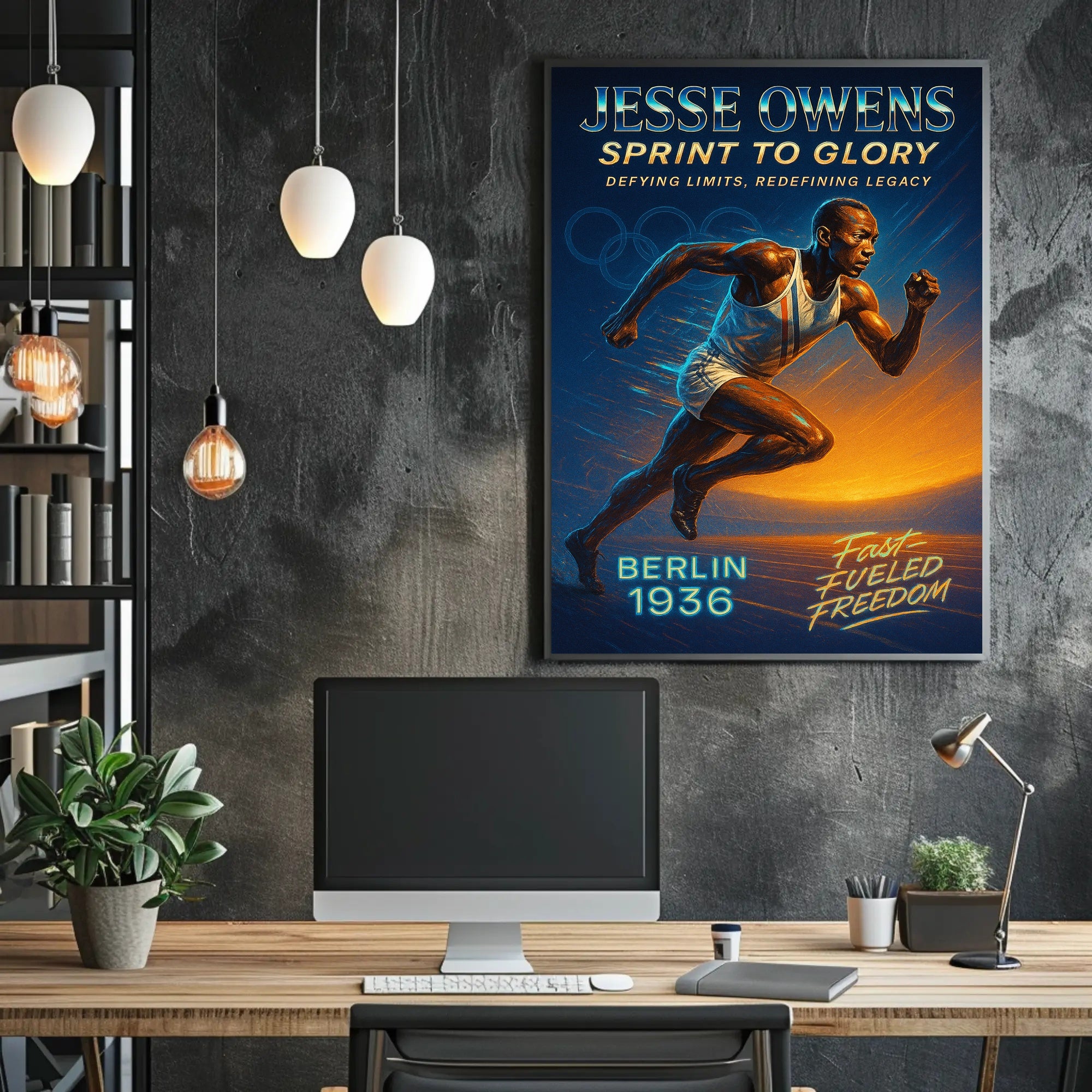 Jesse Owens Sprint to Glory Poster Art Print PosterGoat