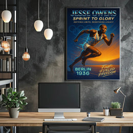 Jesse Owens Sprint to Glory Poster Art Print PosterGoat