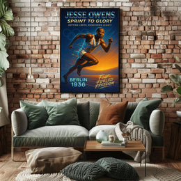 Jesse Owens Sprint to Glory Poster Art Print PosterGoat
